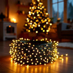 Dazzle Bright 300 LED Christmas String Lights, 100 FT Connectable Waterproof String Lights Green Wire with 8 Modes, Christmas Decorations for Indoor Outdoor Xmas Party Yard Garden (Warm White)