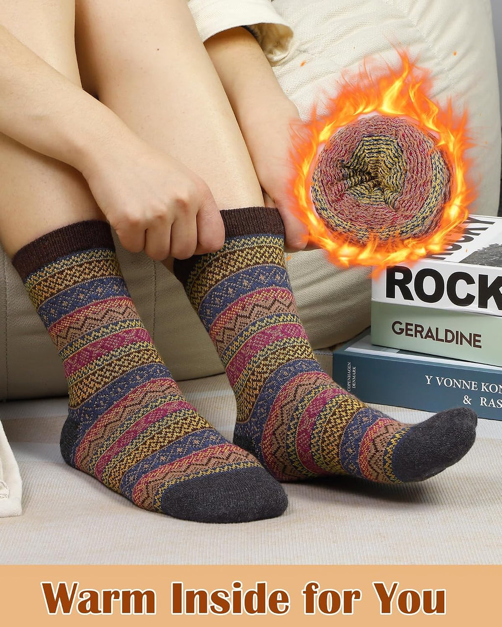 Ladies Socks Wool Thermal Fluffy Gifts For Women 5 Pairs