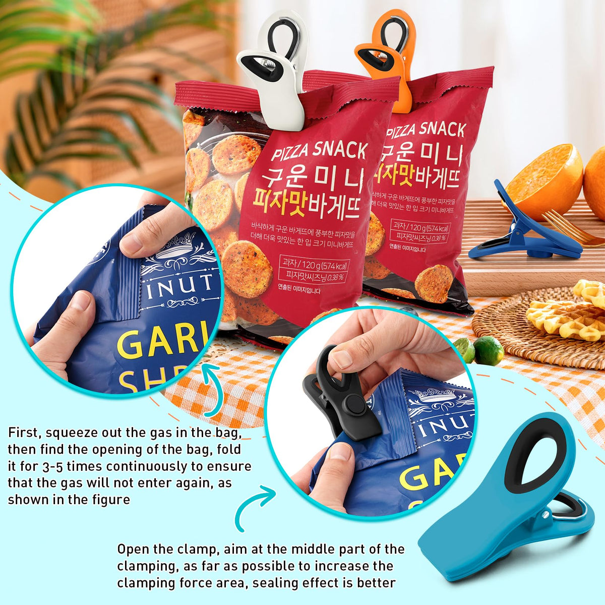 Chip Clips, Bag Clips for Food Storage, 12 Pack Multicolor