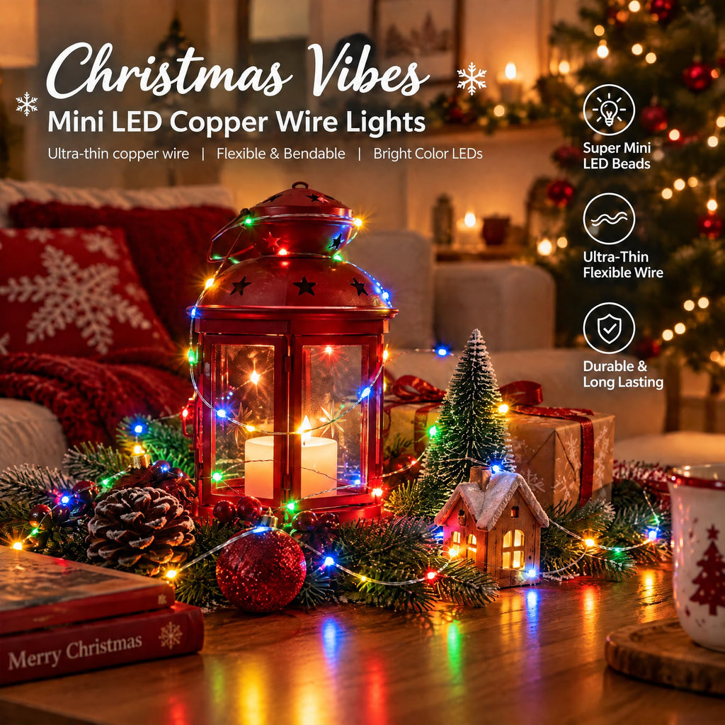 Dazzle Bright Fairy Lights Battery Operated, 20 FT 60 LED Silver Wire Waterproof Battery Operated String Lights, Christmas Decorations for Indoor Outdoor Bedroom Yard Decor, Red