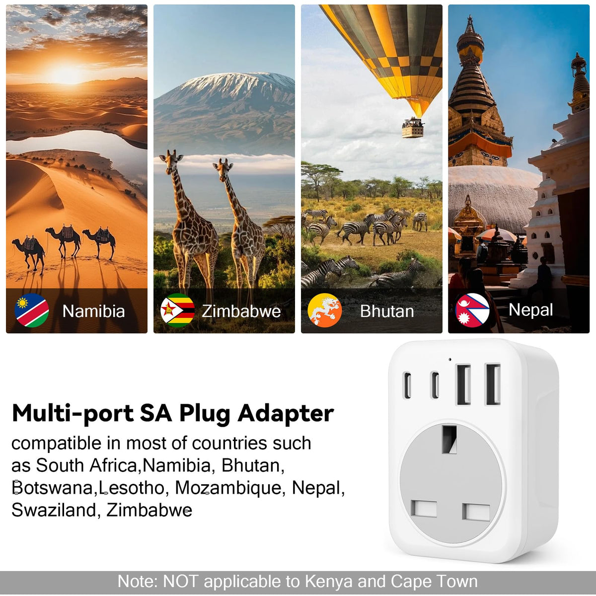 2 Pack UK To European Plug Adapter, 5 IN 1 European Travel Adaptor with 2 USB C & 2 USB A, EU Plug Adapter for Germany Spain France Turkey Greece etc (Type E/F)