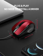 TECKNET USB Wired Mouse,6400 DPI Optical,6-Button Ergonomic Computer Mouse