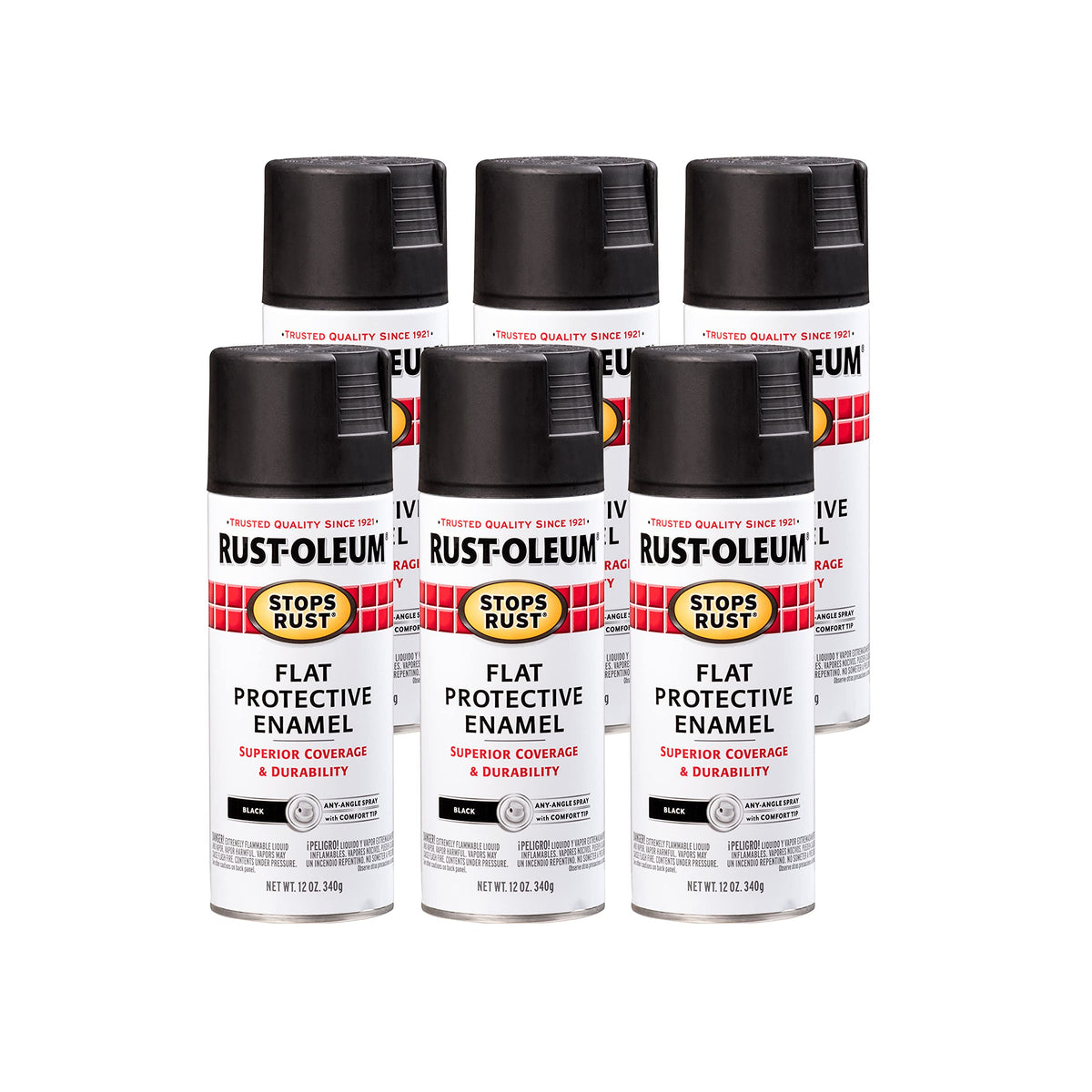 Rust-Oleum 7776830 Stops Rust Spray Paint, 12 oz, Flat Black
