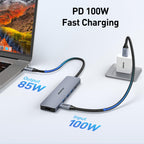BENFEI USB-C Hub 5-in-1 with 4K HDMI, 3 USB-A 3.2 GEN2 10Gbps, 100W PD, Silicone Woven Cable, Aluminum Case, Compatible with MacBook, iPad, iPhone 15/16 Series