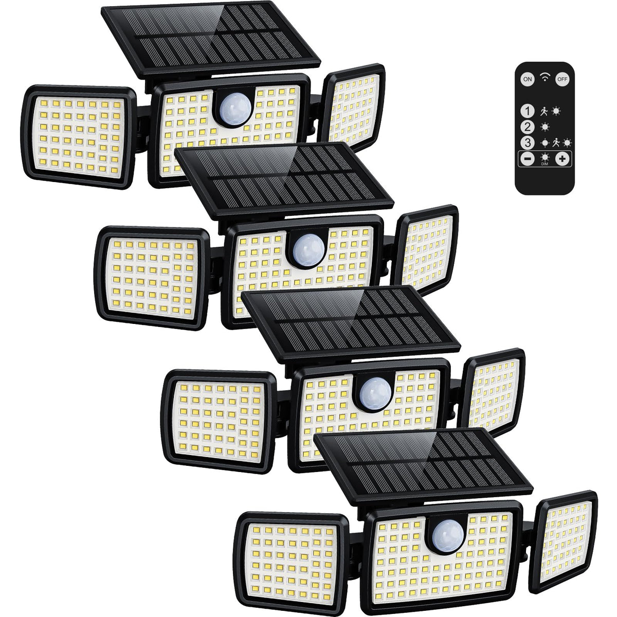 MIHANI Solar Flood Lights Outdoor, 2500LM Motion Sensor Security Lights with 270° Wide Angle, IP65 Waterproof, 3 Heads Solar Outdoor Lights for Patio, Yard, House, Garage (Non-Remote, 2 Pack)