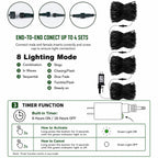 Dazzle Bright 300 LED Christmas String Lights, 100 FT Connectable Waterproof String Lights Green Wire with 8 Modes, Christmas Decorations for Indoor Outdoor Xmas Party Yard Garden (Warm White)