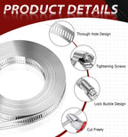 Bolatus Hose Clips 6-51 mm, 22 Pcs Hose Clamp Stainless Steel 304