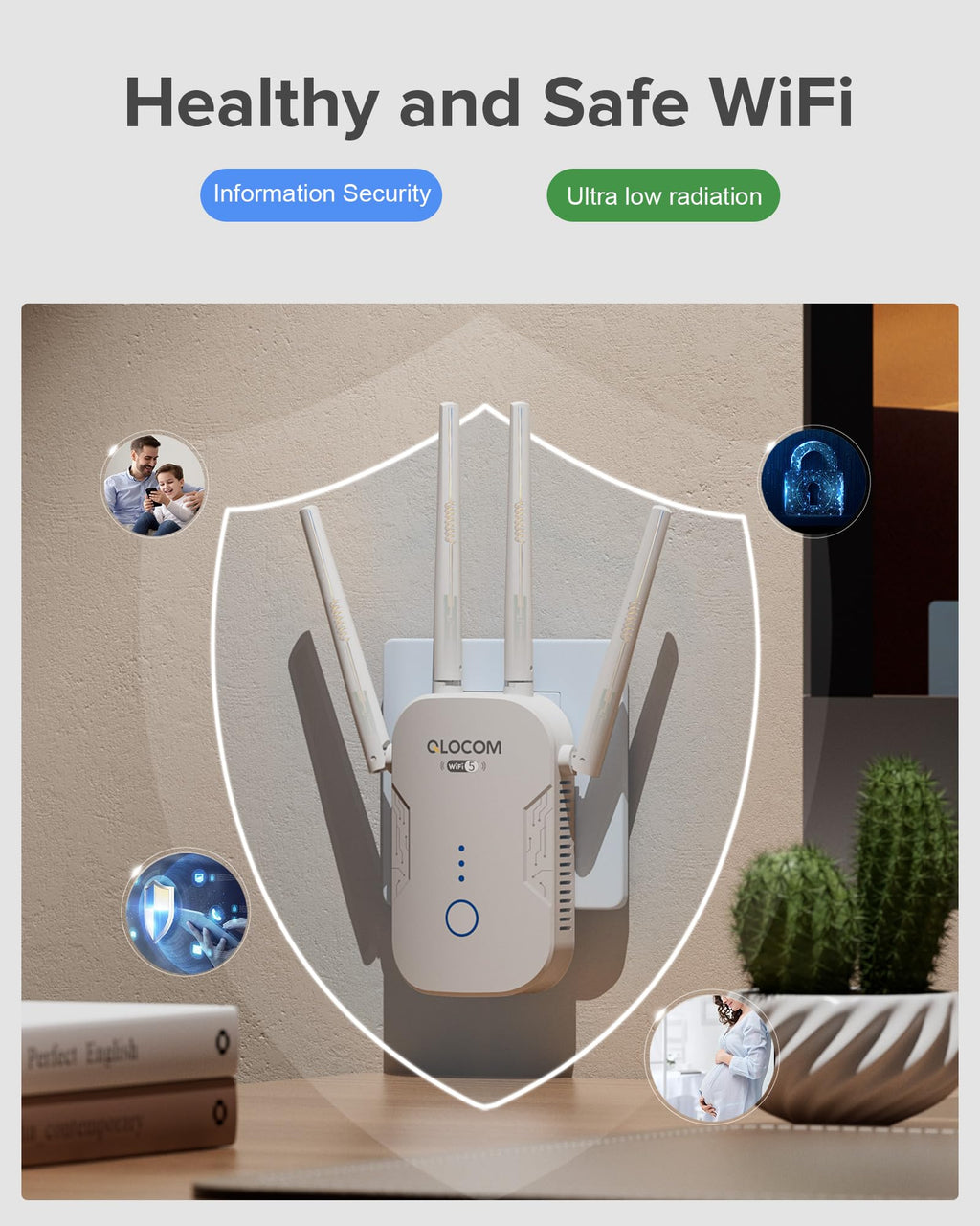 2026 Newest1 WiFi Booster Range Extender 1200Mbps WiFi Extender Booster Dual Band 5GHz & 2.4GHz Wireless Internet Booster/Hotspot with Wider Coverage, Broadband Extender, UK Plug