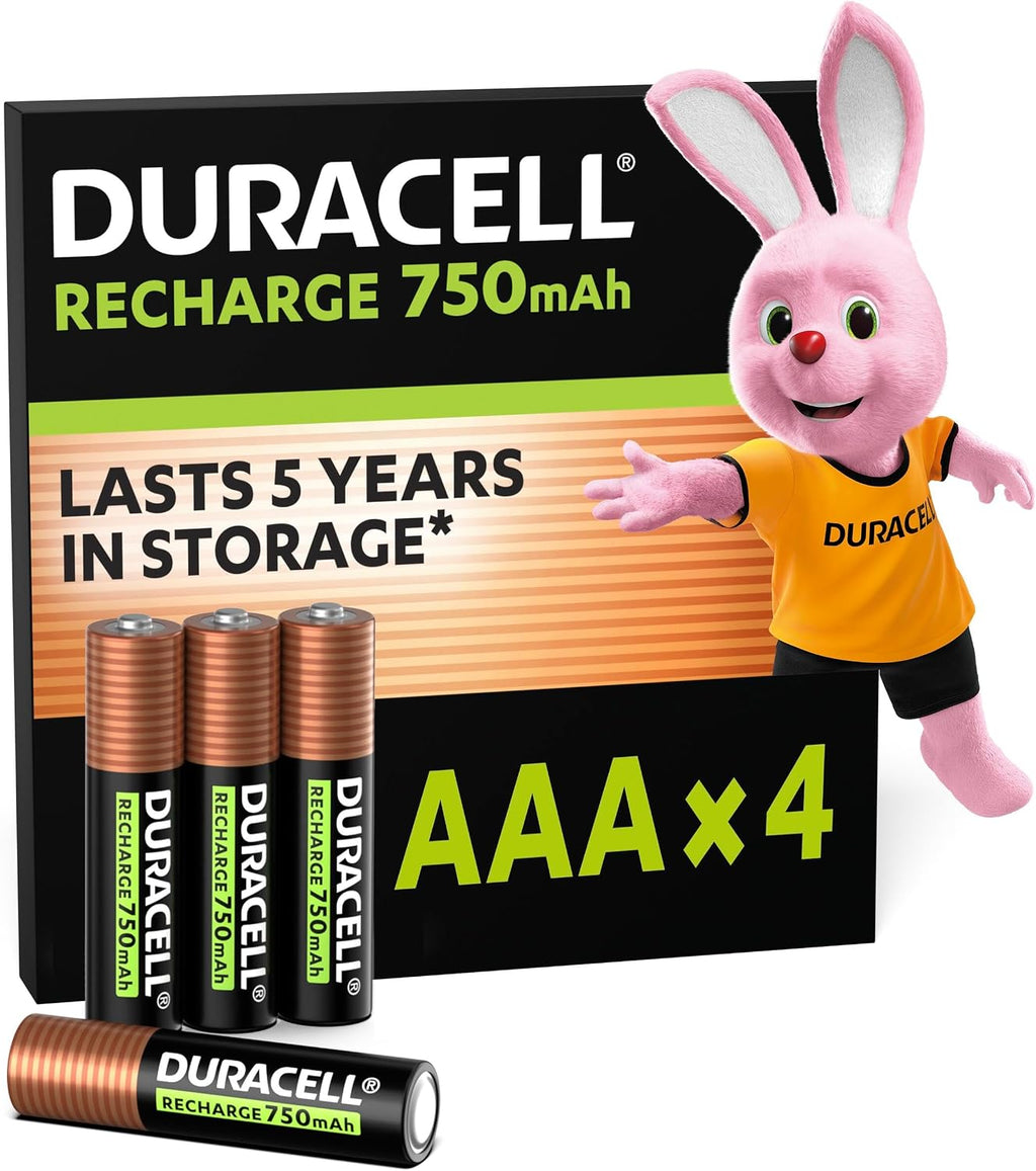 DURACELL AAA Rechargeable Batteries (4 Pack) 1.2V, 750 mAh NiMH