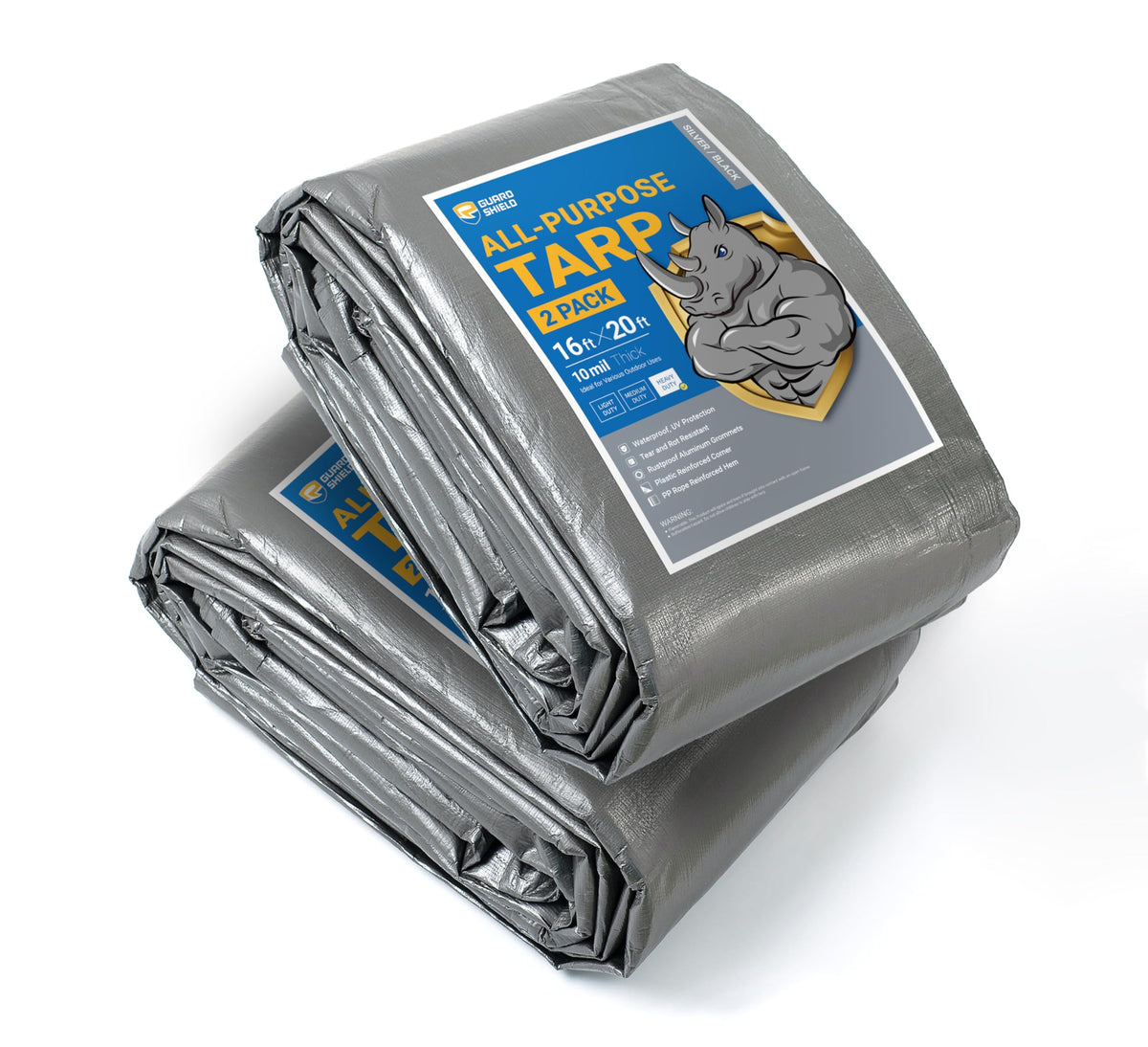 GUARD SHIELD Heavy Duty Tarp 20x30 Feet Silver/Black Multi Purpose Thick Waterproof Poly Tarp Cover 10mil