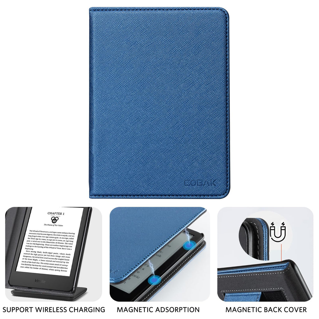 CoBak Case for 6" Kindle 11th Generation 2024 and 2022, Premium PU Leather Smart Cover with Auto Sleep/Wake for Kindle, Black