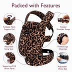 Momcozy Baby Carrier for 3-24M/3.2-20kg, Waist 64-127cm, Cotton Black