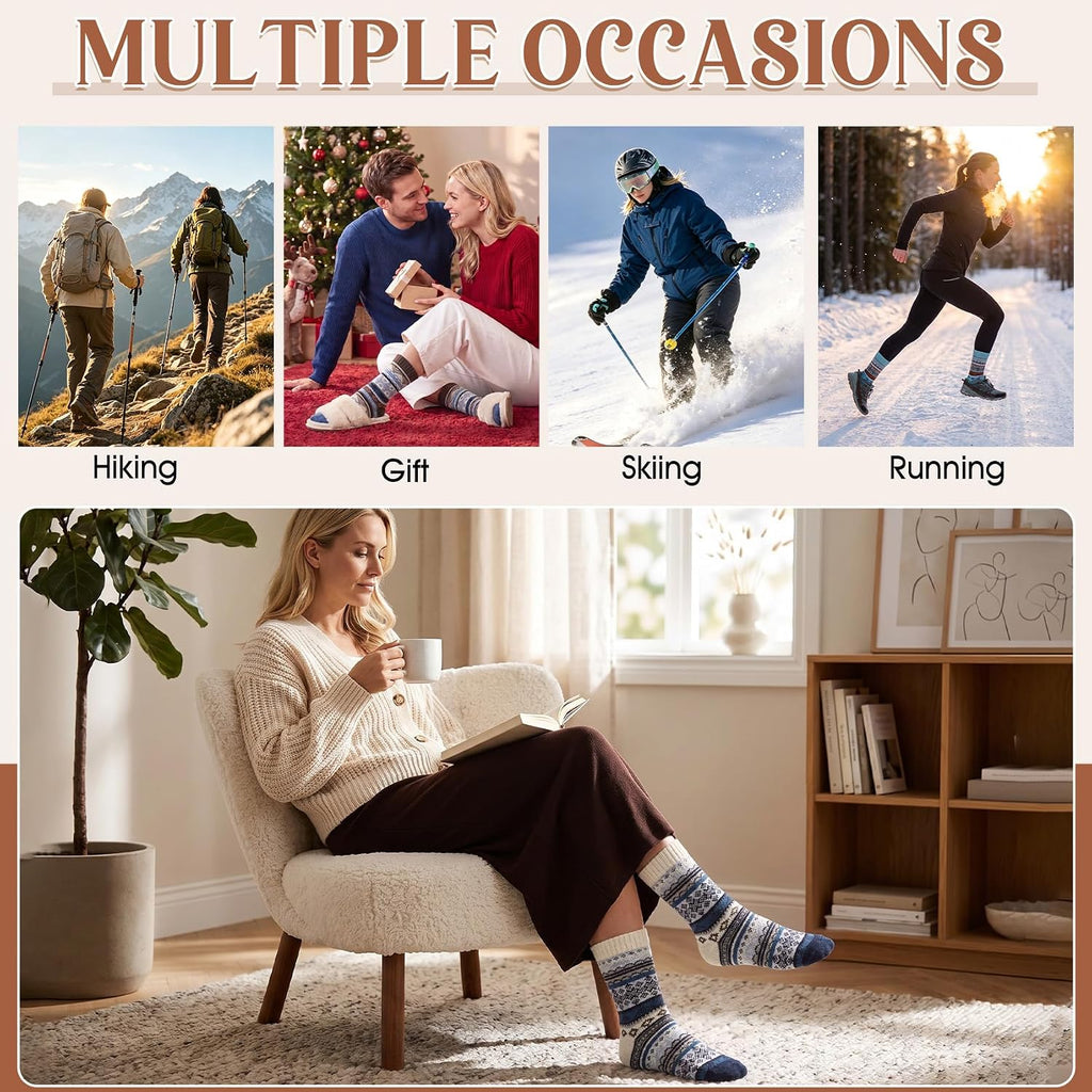 Ladies Socks Wool Thermal Fluffy Gifts For Women 5 Pairs