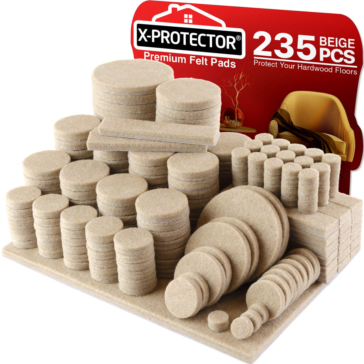 Felt Furniture Pads X-PROTECTOR 133 PCS Premium Furniture Pads - Felt Pads