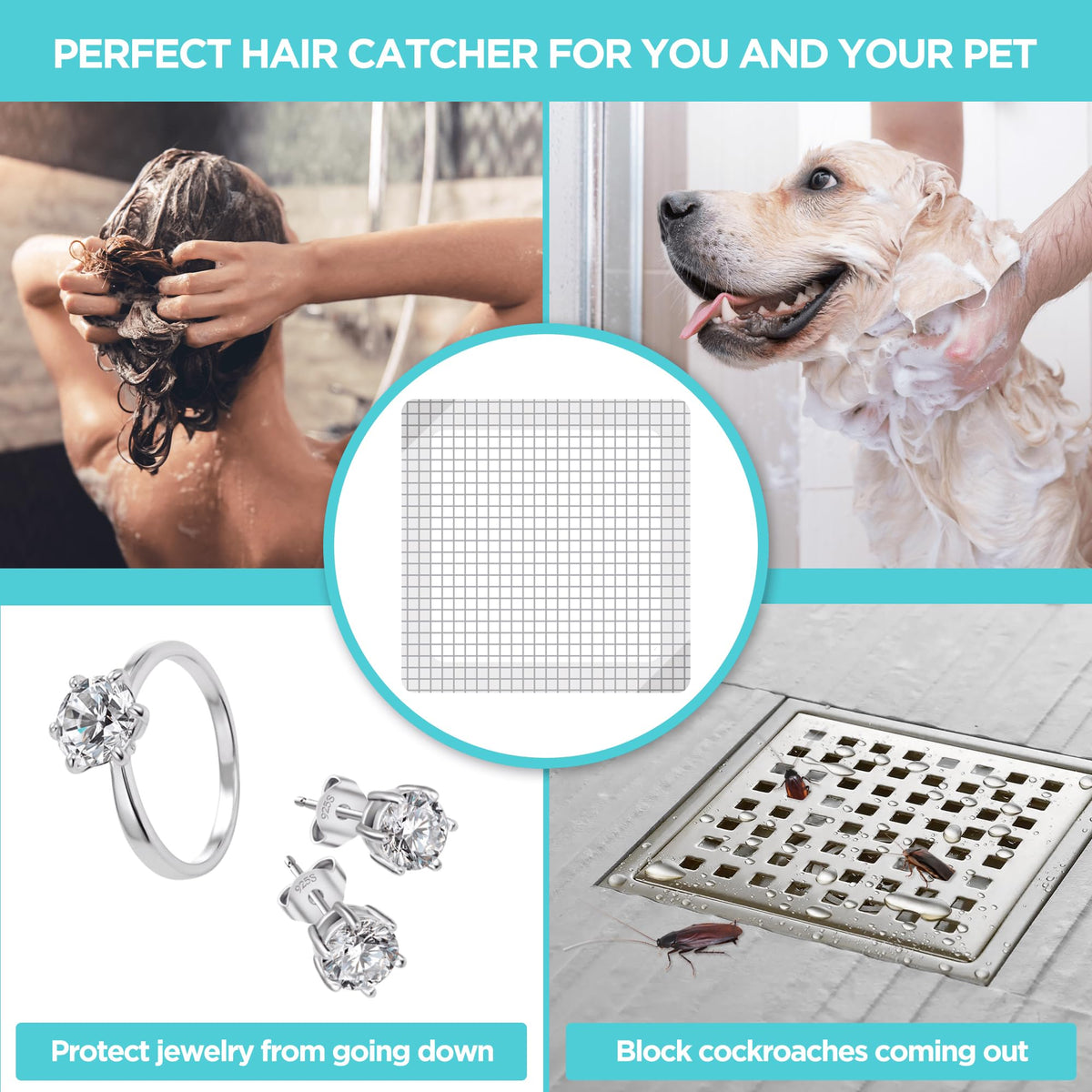 25 Pack Disposable Shower Drain Hair Catcher Mesh Stickers - Peel & Stick Drain Strainers to Prevent Clogs, Strong Waterproof Adhesive, Mess-Free Disposable Drain Covers for Shower & Bathtub