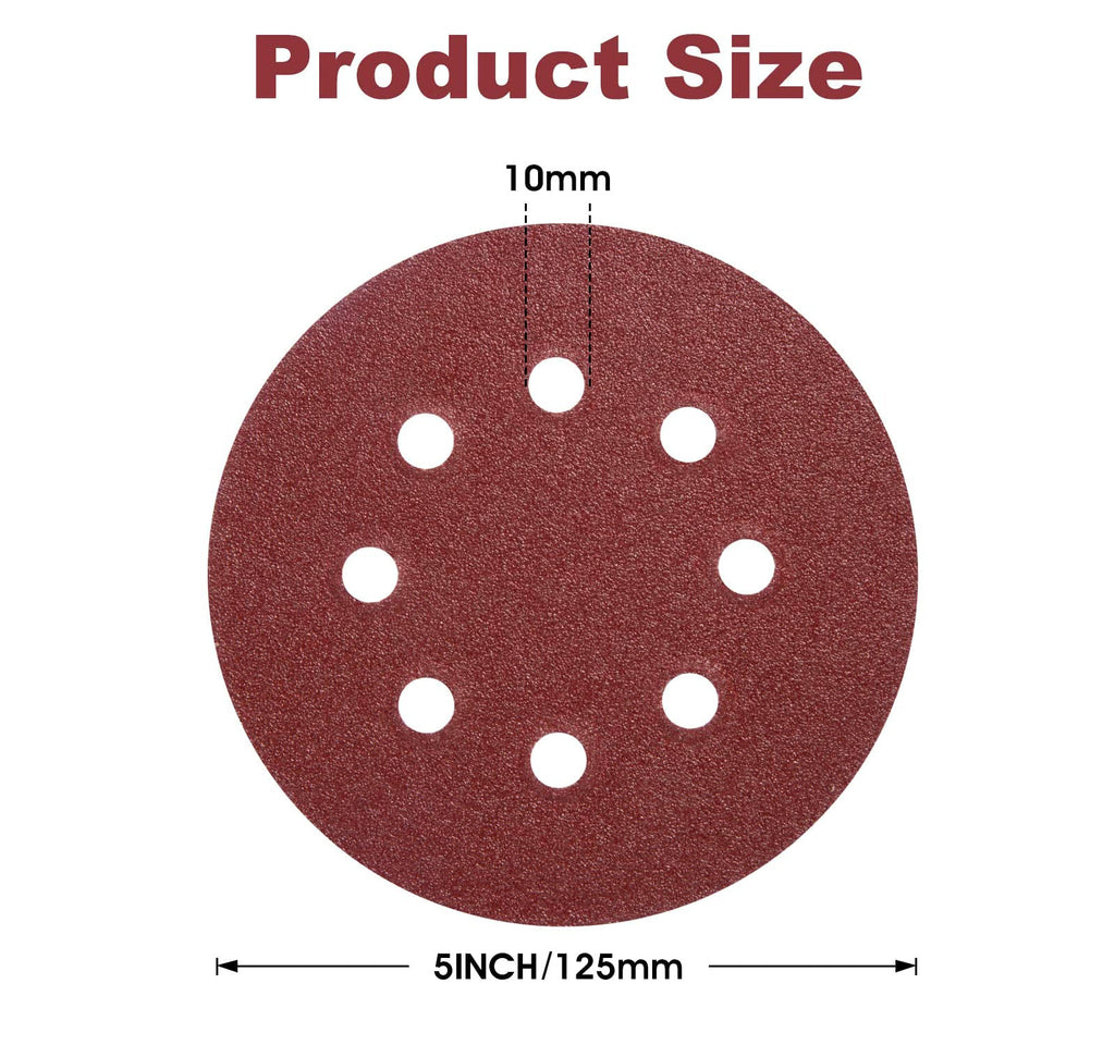 S SATC Sanding Discs 60 Grit 110Pcs Orbital Sander Discs 125mm Hook and Loop Round Orbital Sander Pads for Sanding
