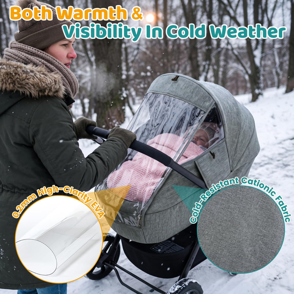 Orzbow Rain Cover for Pram, Large Viewing Window for Easy Access, Clear