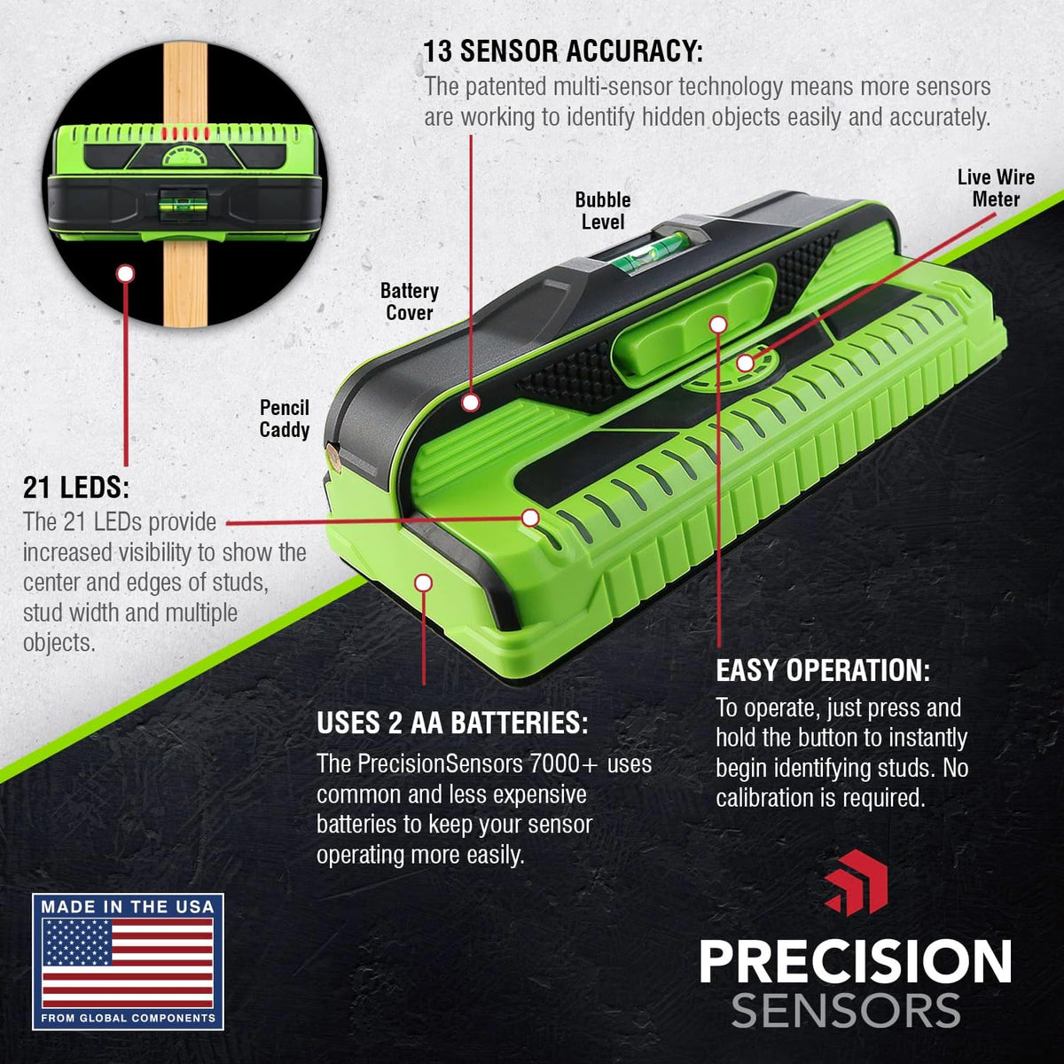 Franklin Sensors ProSensor M210 13-Sensor Stud Finder, Live Wire Detection