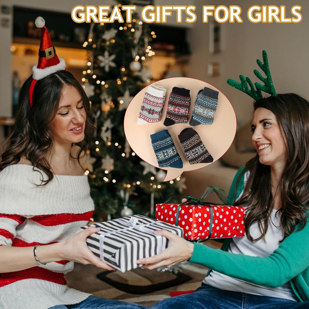 Ladies Socks Wool Thermal Fluffy Gifts For Women 5 Pairs
