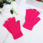 Grevosea 2 Pair Fingerless Warm Gloves - Winter Half Finger Gloves Thickened Knit Touchscreen Stretchy Mittens for Men Women