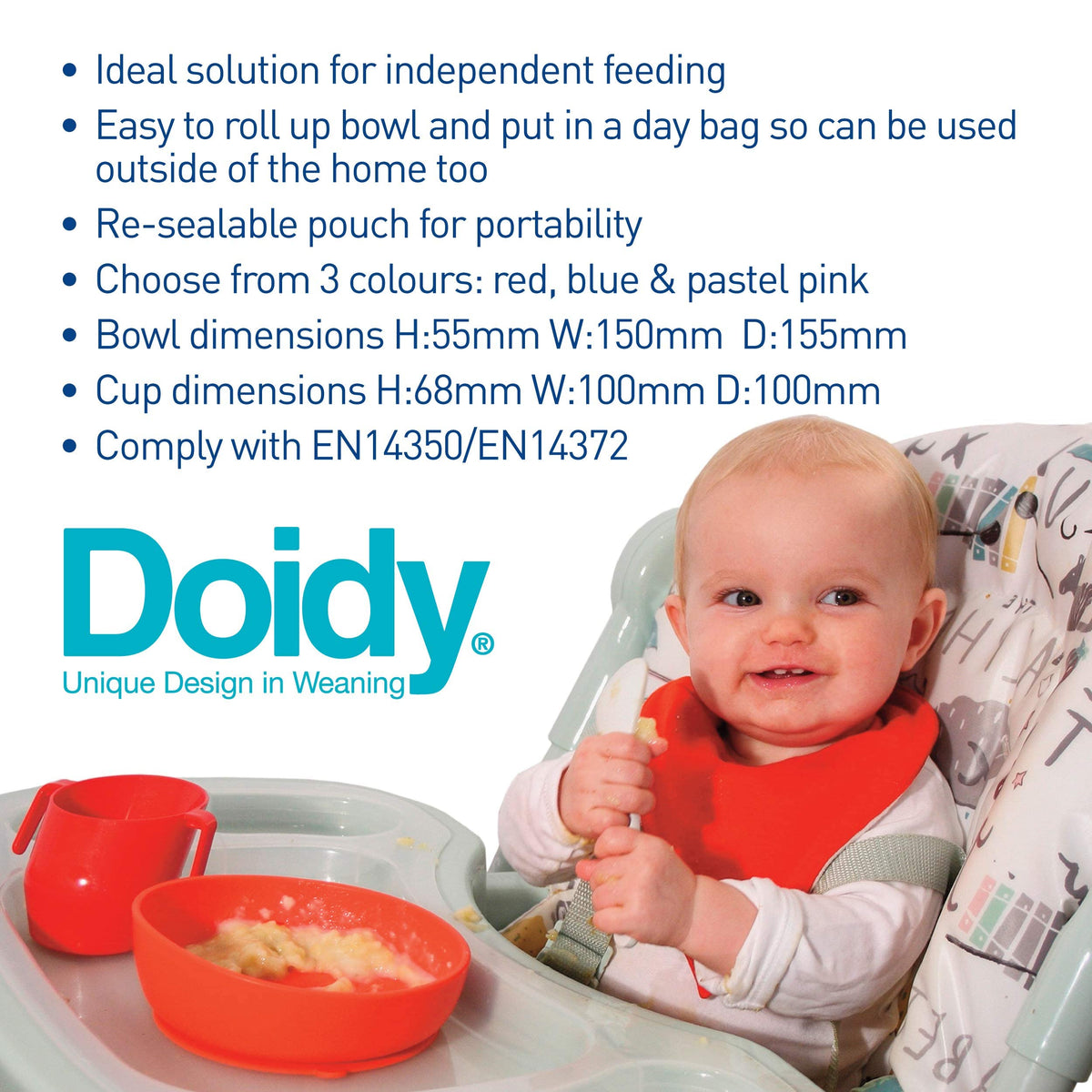Doidy Cup, Open Cup for Training Baby 6 Months-3 Years, 200ml, Slanted Weaning Cup with Handles for Learning to Drink, BPA Free (Orange)