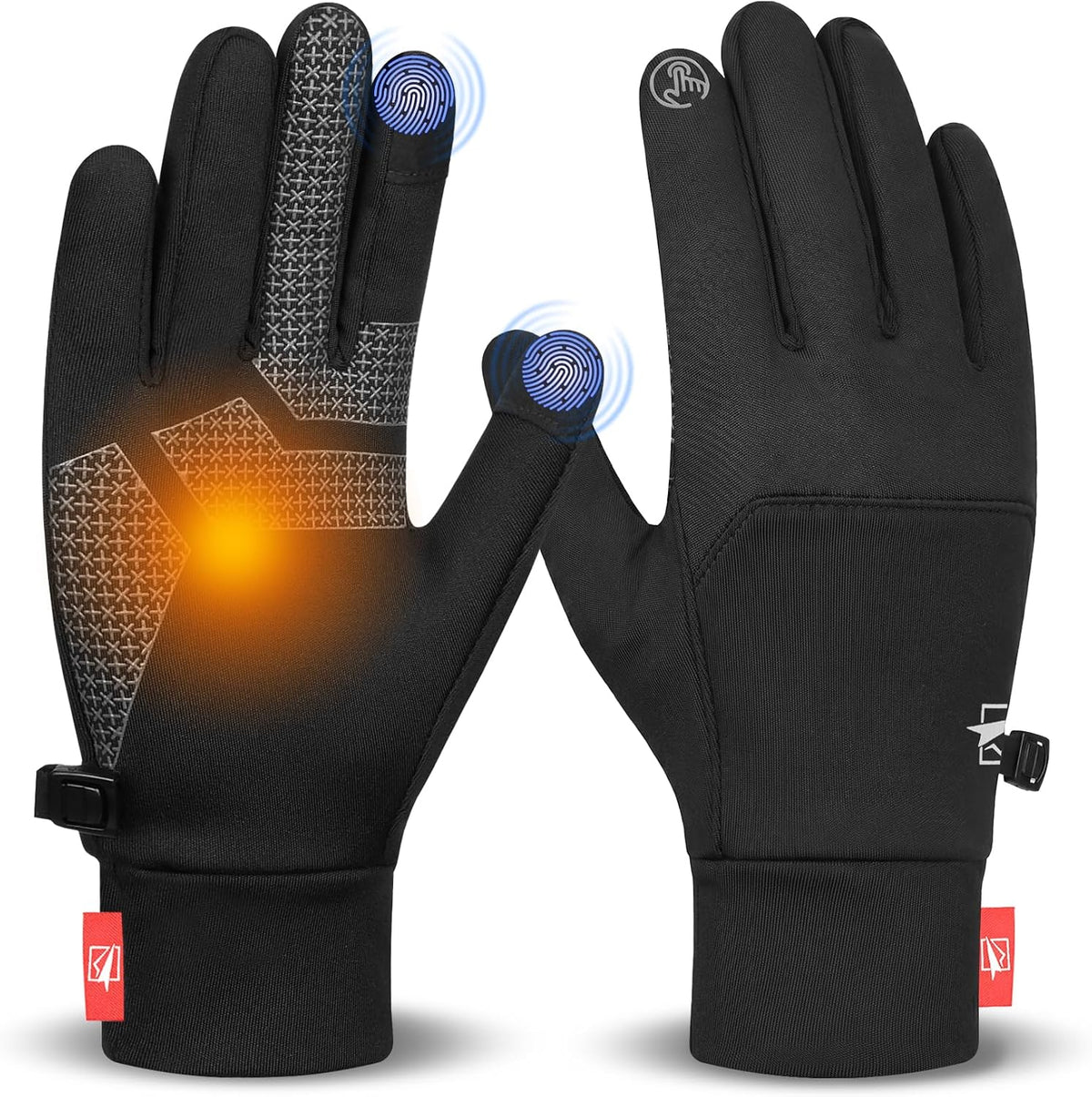 Thermal Winter Gloves for Men Women, Anti-Slip Touch Screen Liner Gloves for Running, Walking, Riding, Driving and Cycling