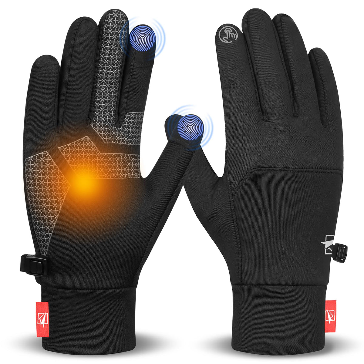 Thermal Winter Gloves for Men Women, Anti-Slip Touch Screen Liner Gloves for Running, Walking, Riding, Driving and Cycling