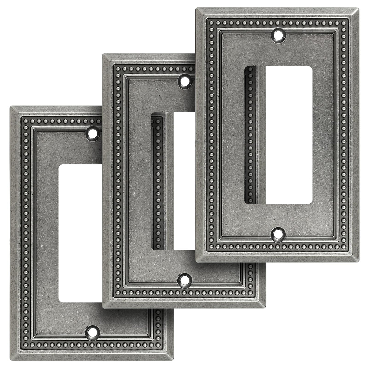 Sunken Pearls Heavy-Duty 4 Toggle Light Switch Plate, Antique Brass, 1 Pack
