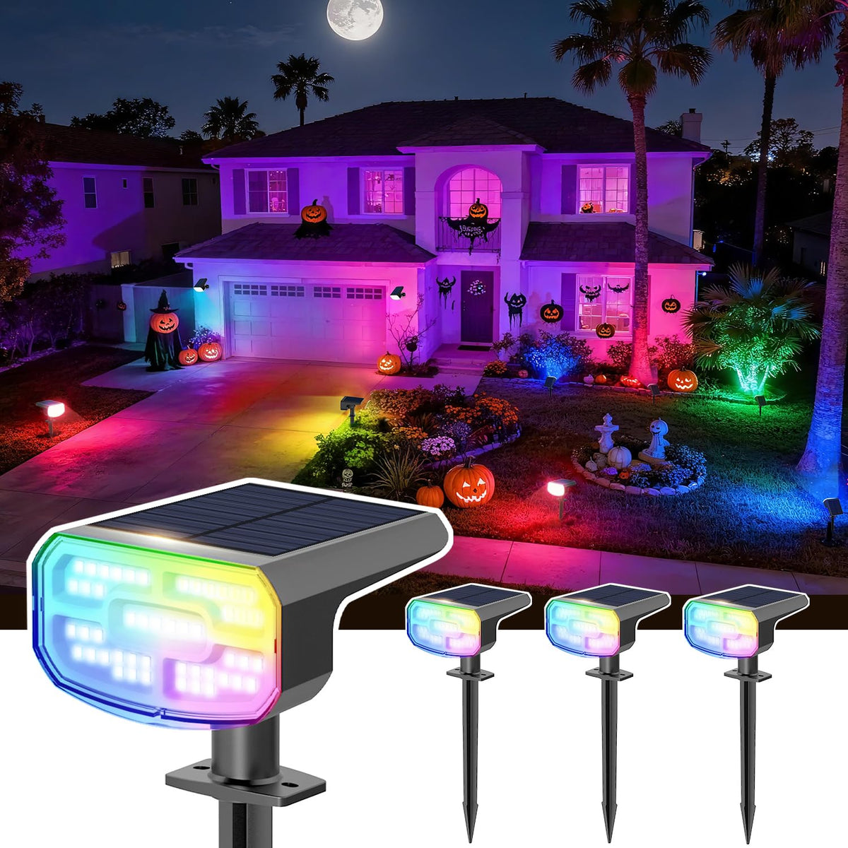 JEJOT Solar Spot Lights Outdoor Waterproof, Solar Spotlights, 2 Pack