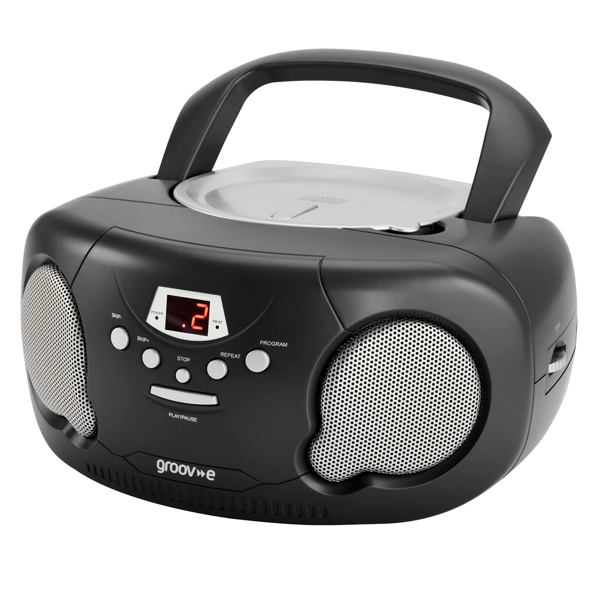 Groov-e Original Boombox - Portable CD Player with Bluetooth, Radio, 3.5mm Aux Port, & Headphone Socket - LED Display, 2 x 1.2W Speakers - Battery or Mains Powered - Blue