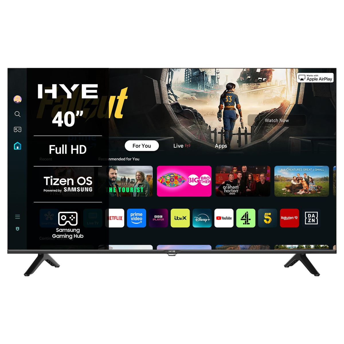 HYE 24" LED Smart TV - HD Ready, Samsung Tizen OS & Gaming Hub, Black