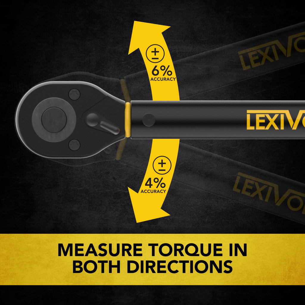 LEXIVON Torque Wrench 1/2-Inch Drive Click 10~150 Ft-Lb/13.6~203.5 Nm (LX-183)