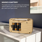 DAB/DAB+ & FM Portable Digital Radio | Simple Controls | Dual Alarms & Sleep Timer | Battery & Mains Powered (4x”AA”) | Bluetooth | Perfect for Home, Office or Outdoors | AZATOM Desire X2 (Oak)