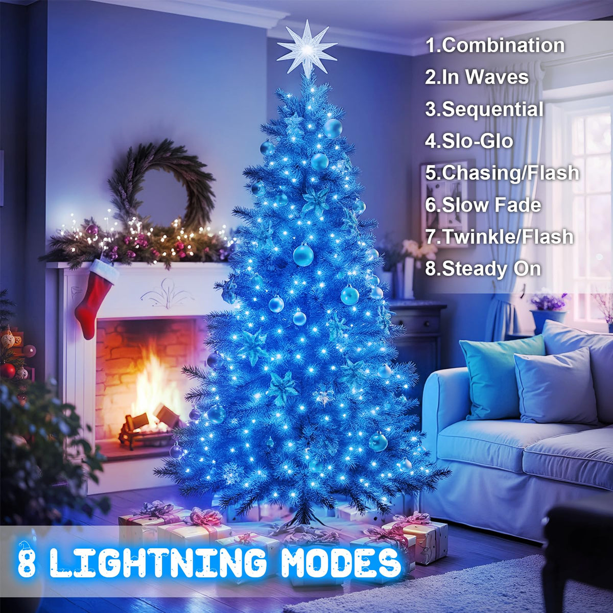 Christmas Lights Outdoor Battery Operated String Lights Total 100LED 33Ft with Timer 8 Modes 16.4Ft*2 Waterproof Outdoor Indoor for Christmas Decor, Warm White, 2-Pack