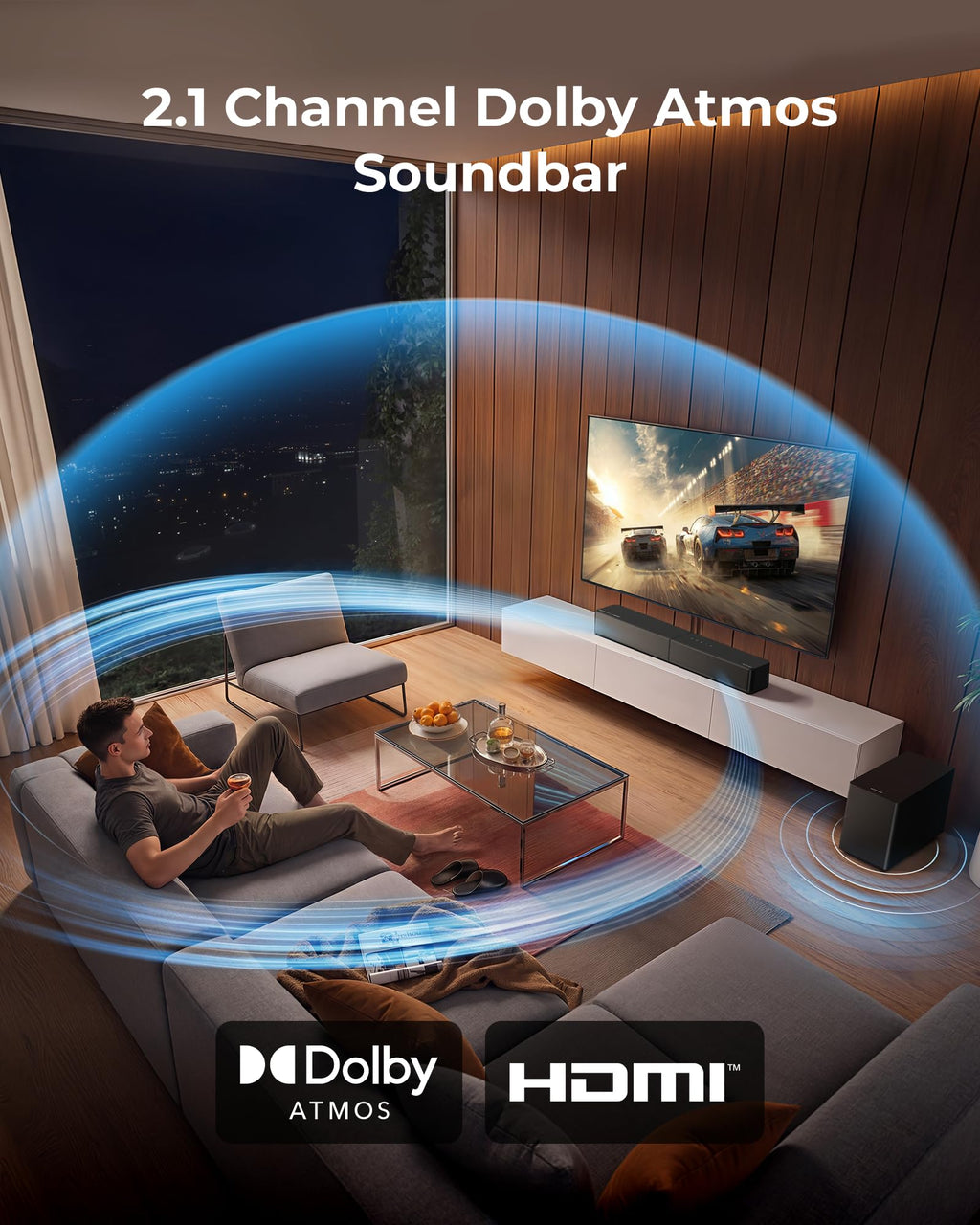 ULTIMEA 2.1ch Soundbar All-in-one, Built-in Subwoofer for TV