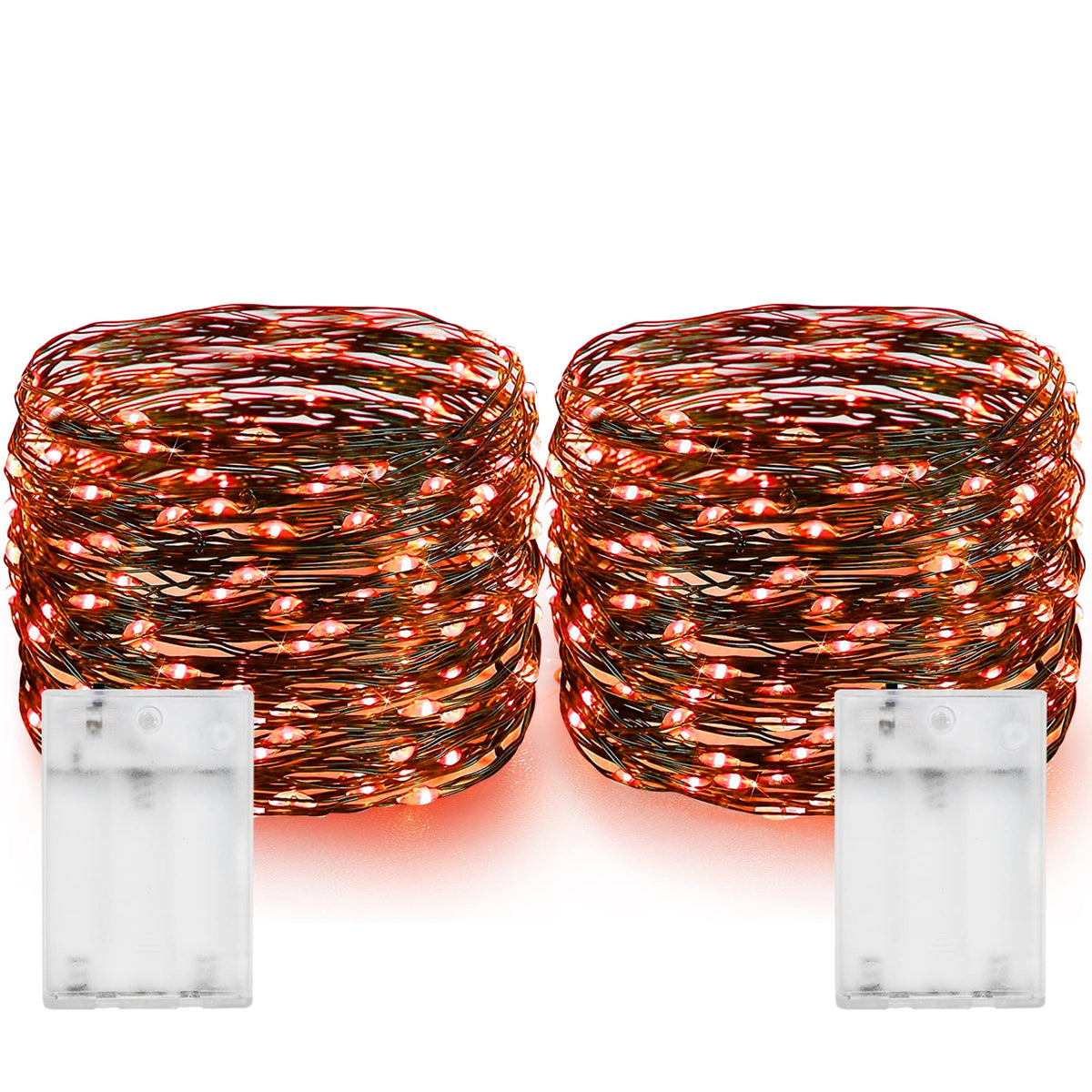 Dazzle Bright Fairy Lights Battery Operated, 20 FT 60 LED Silver Wire Waterproof Battery Operated String Lights, Christmas Decorations for Indoor Outdoor Bedroom Yard Decor, Red
