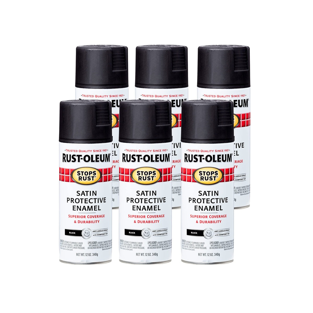 Rust-Oleum 7776830 Stops Rust Spray Paint, 12 oz, Flat Black