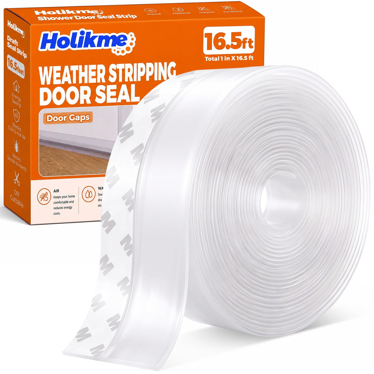 Holikme Weather Stripping Door Seal, Shower Door Seal Strip,1.8" W-33Feet