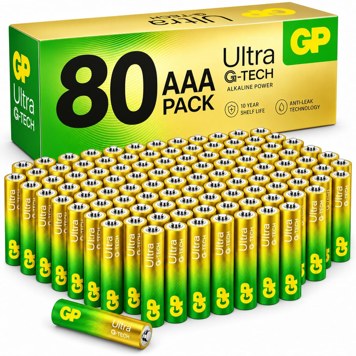 GP AA Batteries 40 Pack 1.5V Alkaline Double A 10 Yr Long Shelf Life