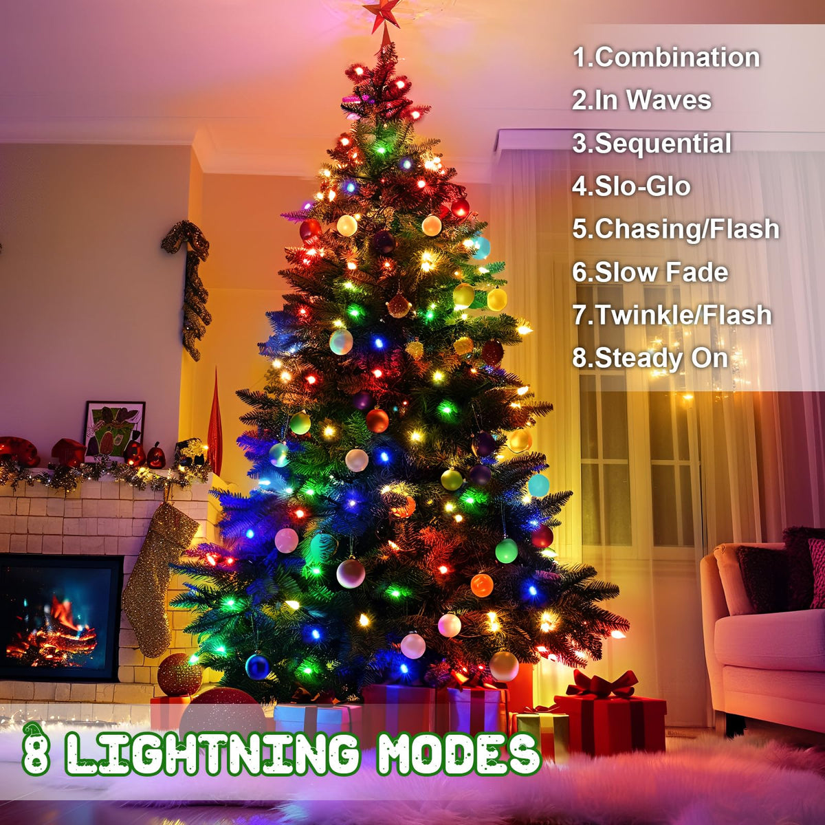 Christmas Lights Outdoor Battery Operated String Lights Total 100LED 33Ft with Timer 8 Modes 16.4Ft*2 Waterproof Outdoor Indoor for Christmas Decor, Warm White, 2-Pack