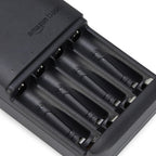 Amazon Basics Battery Charger for Rechargeable AA and AAA NiMh Batteries – UK Plug, 4-Bay, Black