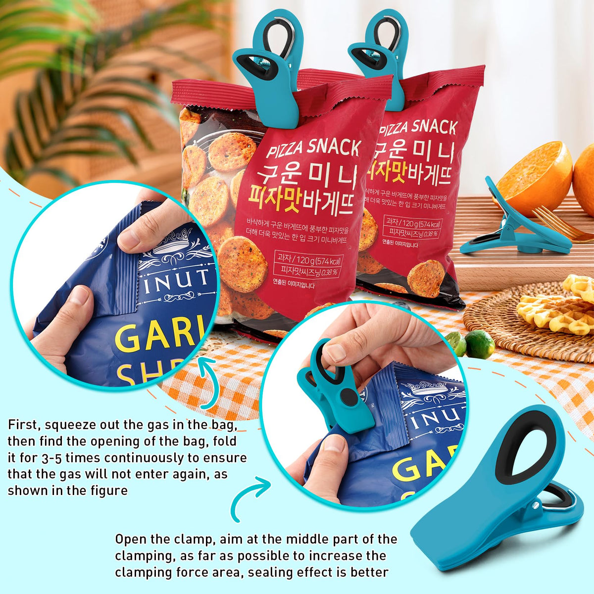 Chip Clips, Bag Clips for Food Storage, 12 Pack Multicolor