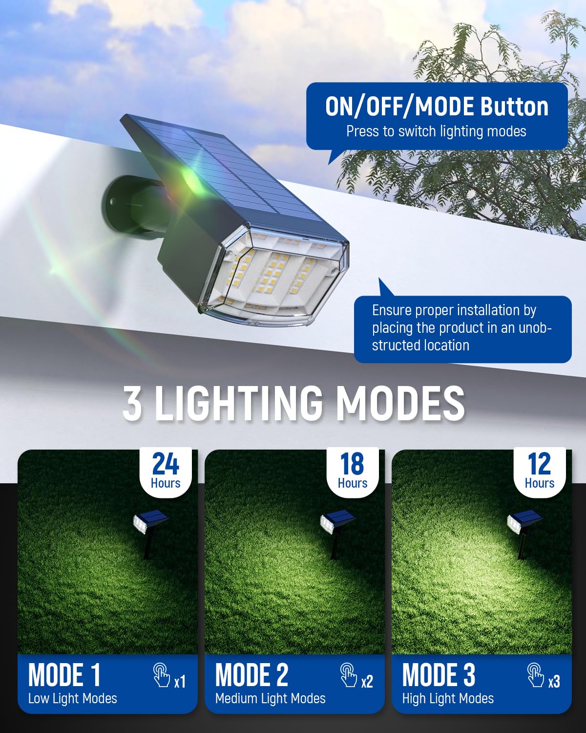 AUDERWIN Solar Spot Lights Outdoor Waterproof, 6 Packs, Neutral White