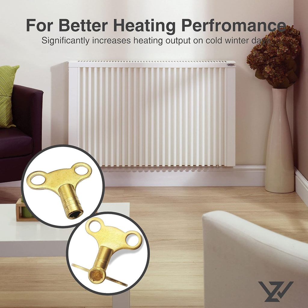 WZ Radiator Bleed Key UK, Solid Brass Radiator Key for Bleeding, Pack of 2