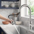 FORIOUS Kitchen Faucet with Cup Washer, Pull Down Sprayer, Brushed Nickel