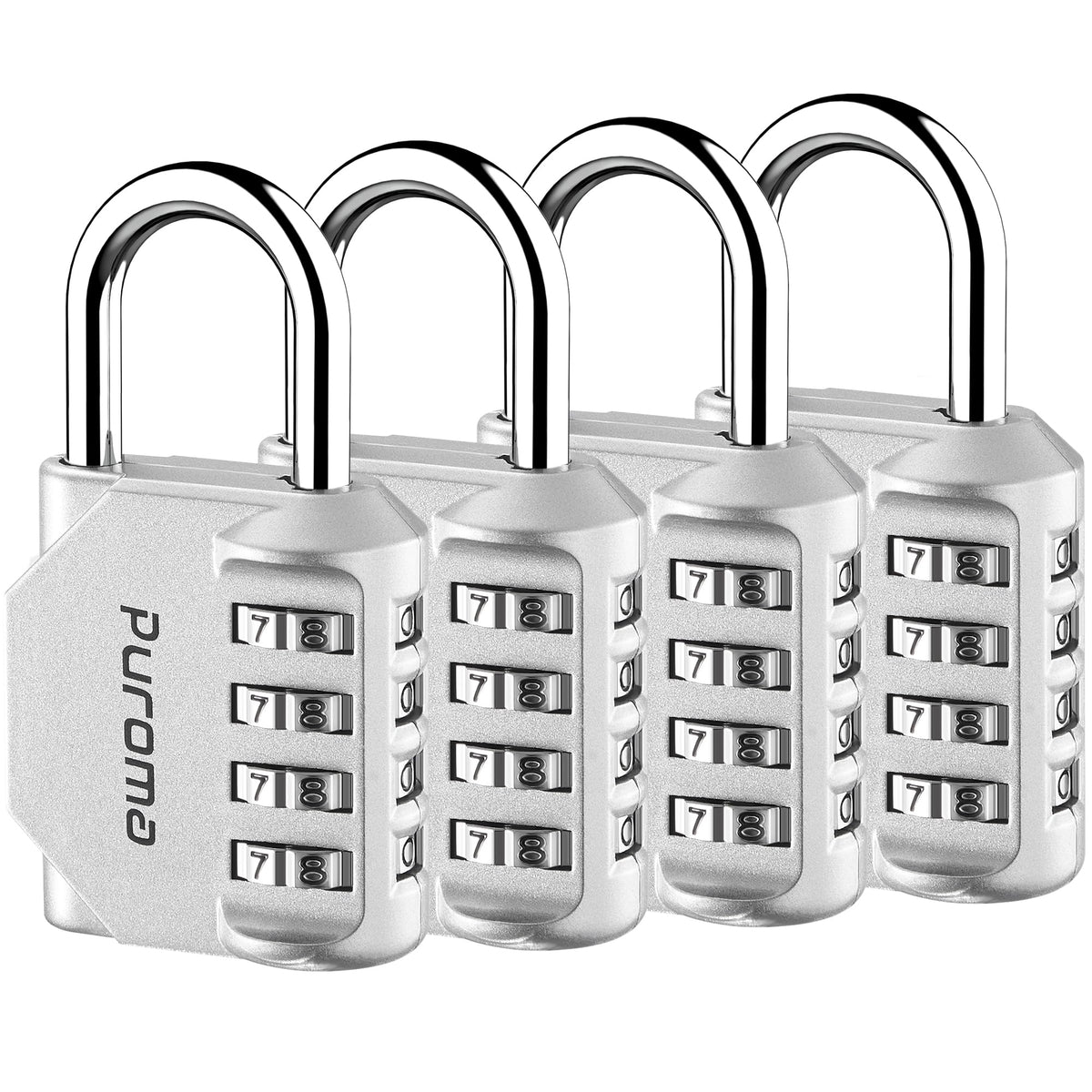 Puroma 2 Combination Lock Locker 4 Digits Combo Padlock Gym Silver & Black