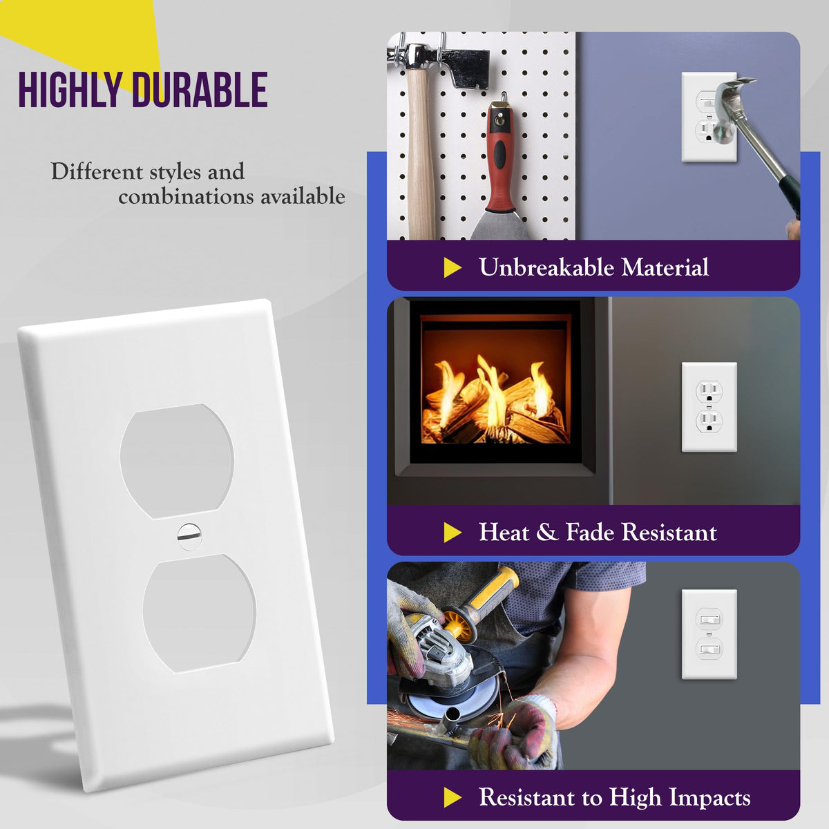 ENERLITES 10 Pack Outlet Covers Wall Plate for Duplex Receptacle, White