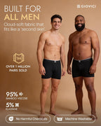 Giovici Mens Boxers Bamboo Anti Chafing Soft Comfortable Boxer Briefs Longer Leg - Boxer Shorts Multipack - Moisture Wicking Technology