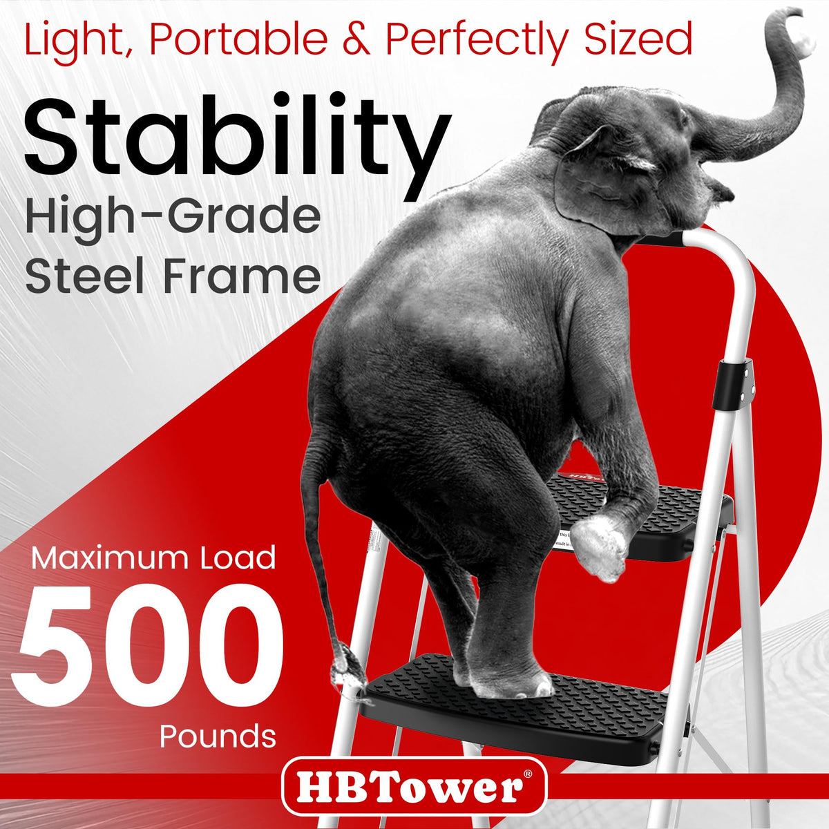 HBTower Step Ladder, Folding Step Stool with Wide Anti-Slip Pedal