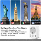 2 Pack UK To European Plug Adapter, 5 IN 1 European Travel Adaptor with 2 USB C & 2 USB A, EU Plug Adapter for Germany Spain France Turkey Greece etc (Type E/F)